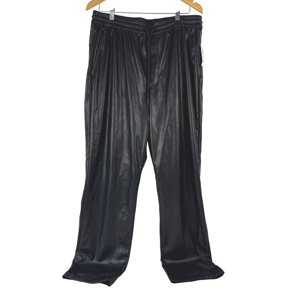 Mode of One Mens Relaxed Fit Faux Leather Pull On Pants Deep Black L 100199538MN - Picture 2 of 15